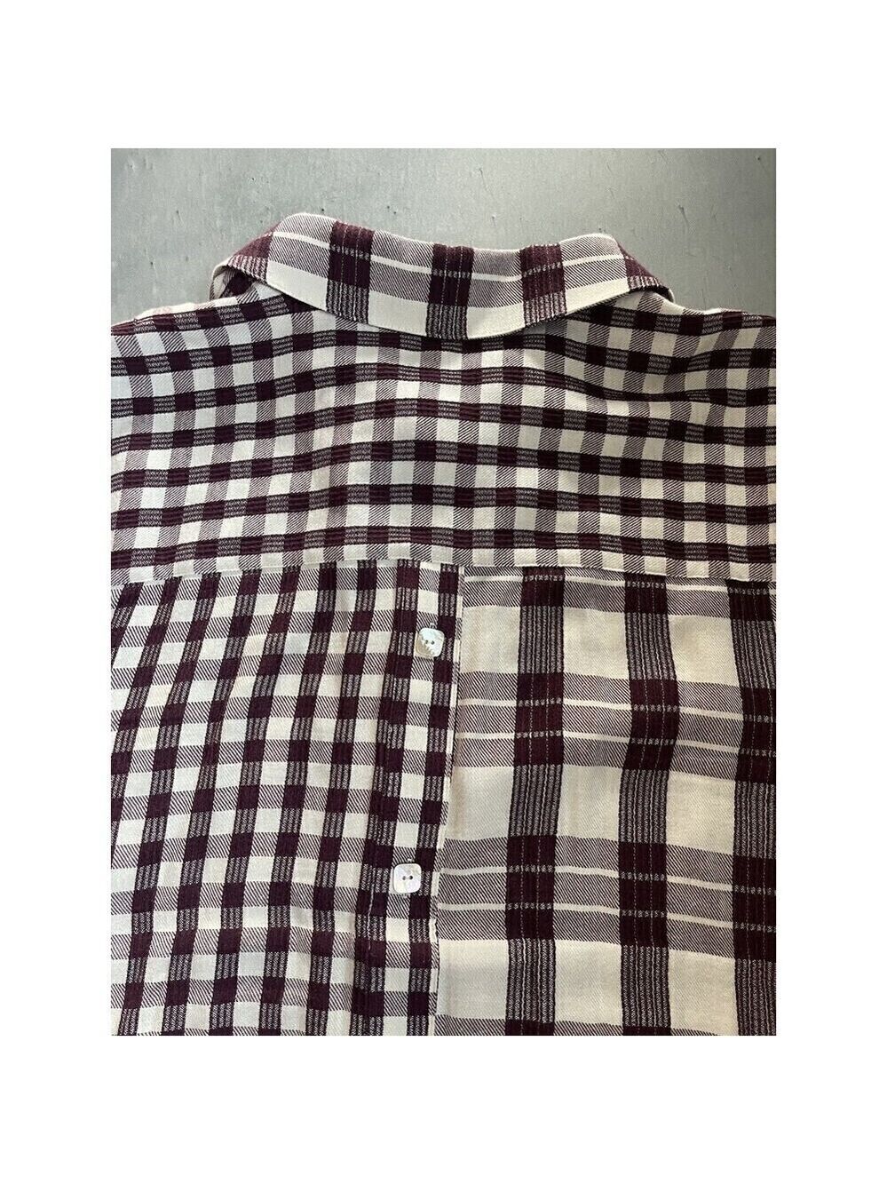 SOFT SURROUNDINGS Button Burgundy White Checked Cotton Rayon 3/4 Sleeve Tunic 1X - Picture 3 of 5